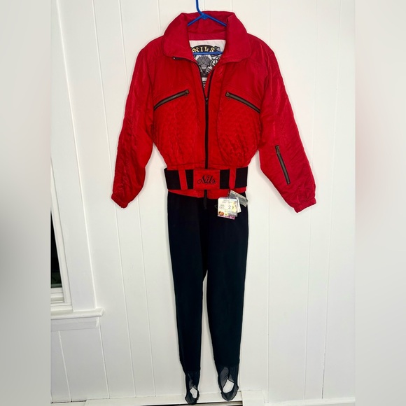 NILS Jackets & Blazers - Vintage 90’s NILS Red & Black 1-Piece Ski Suit w/ Stirrups Retro Winter Skiwear